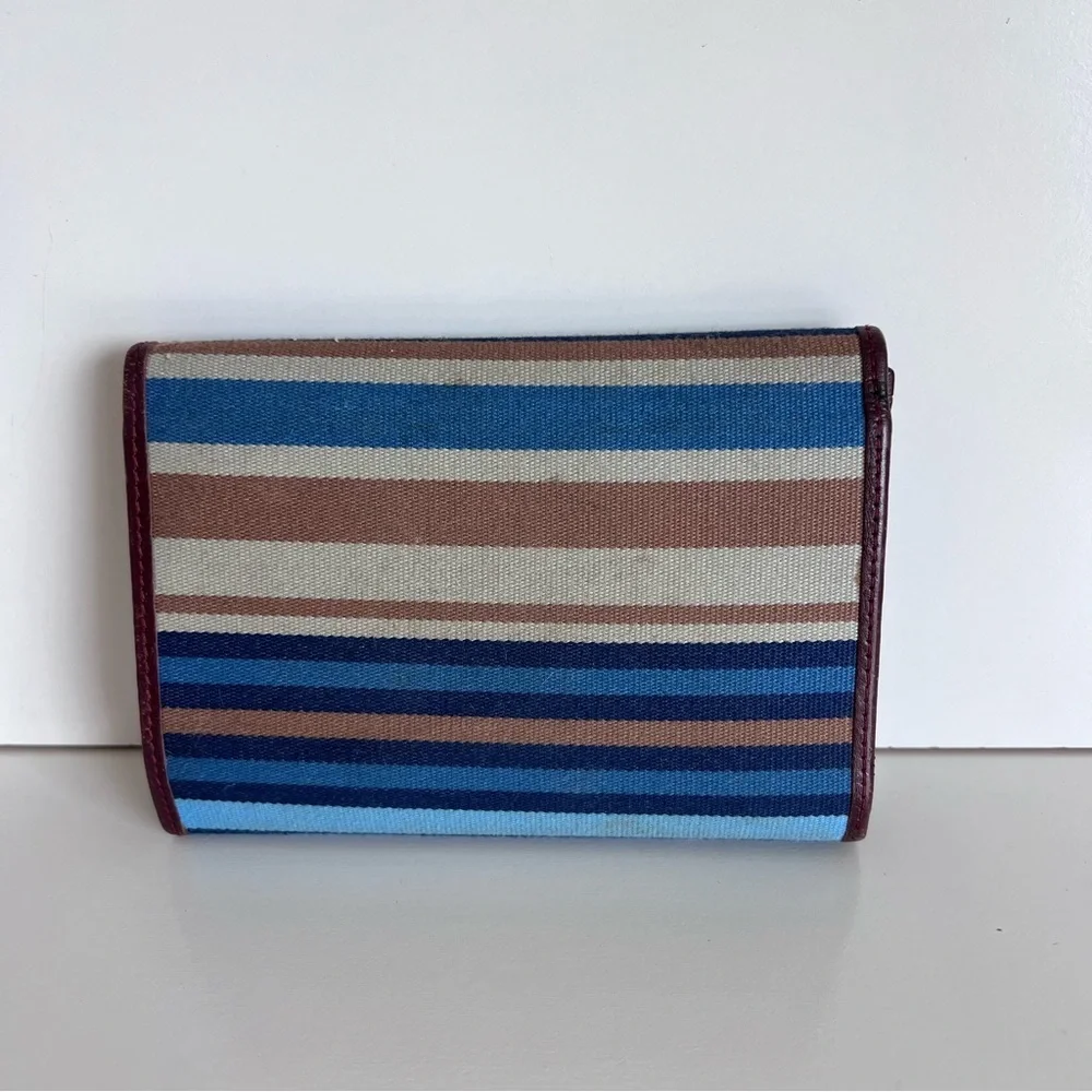 Kate‎ Spade Vintage Tri-fold Blue Brown Striped Wallet